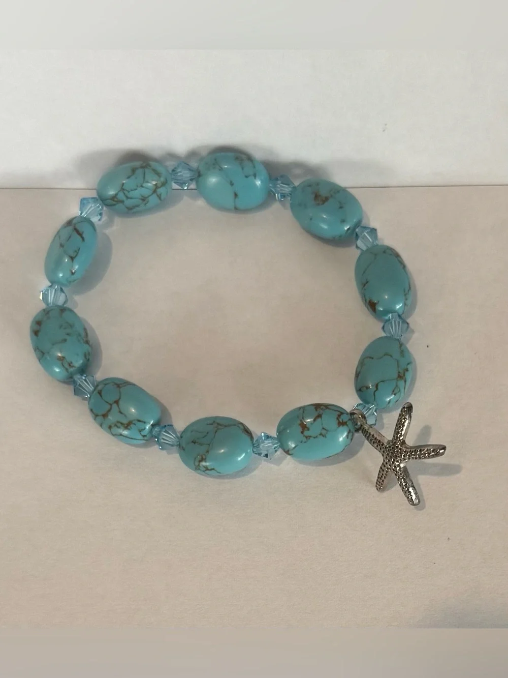 Turquoise Beaded Starfish Stretch Bracelet